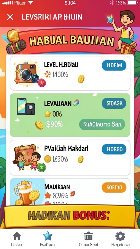 Screenshot menggambarkan fitur bonus menarik yang tersedia di game.
