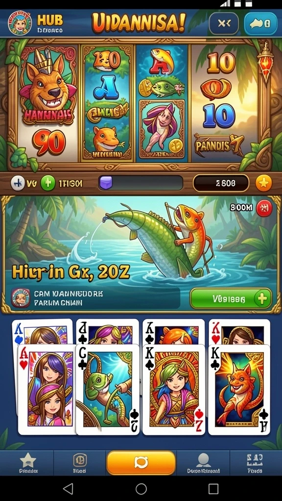 Screenshot memperlihatkan berbagai pilihan permainan slot dengan tema yang beragam.